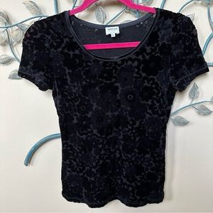 Vintage Armani Collezioni black velvet stretchy T-shirt Size 6